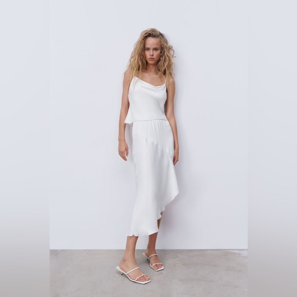 Zara New ASYMMETRICAL SATIN EFFECT SKIRT